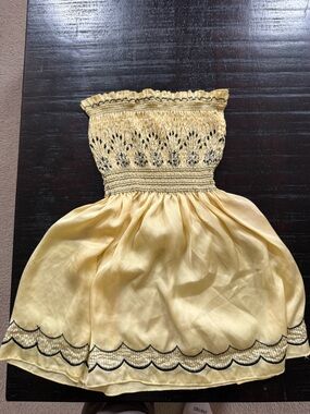 Smocked Yellow Strapless Tank Top